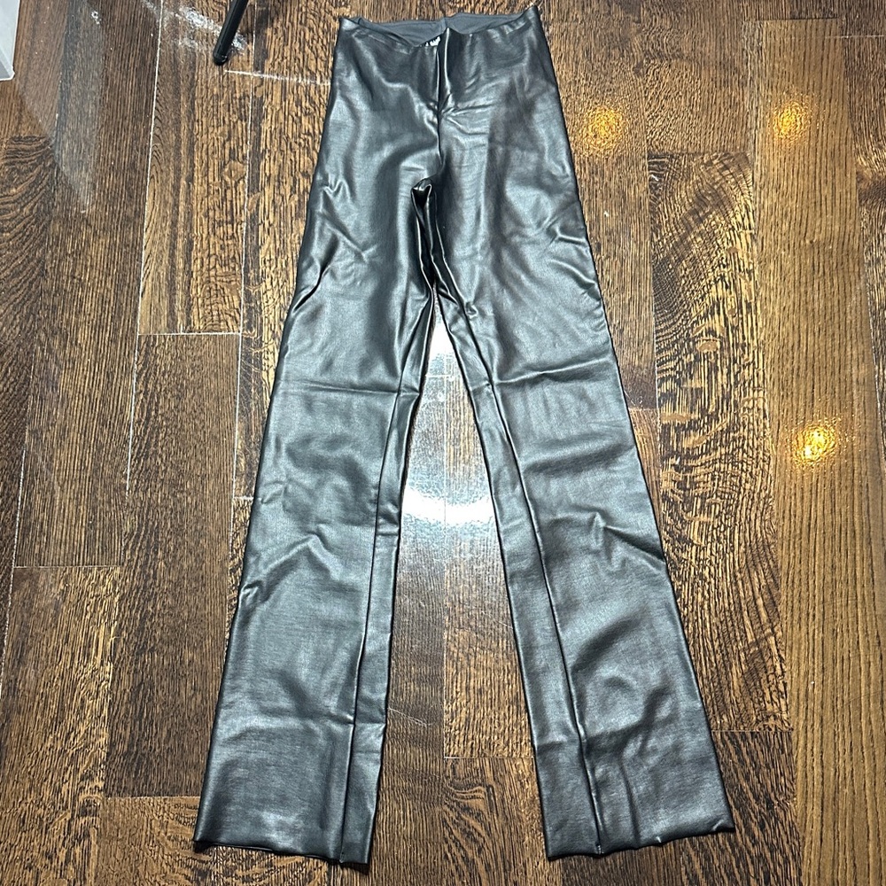 Skims Black Faux Leather Pants